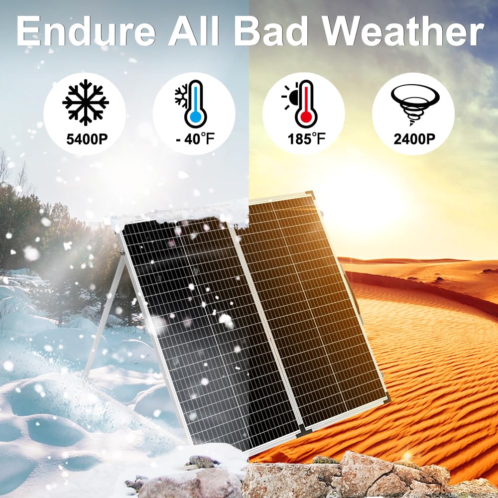 DOKIO 100W 12V Portable Solar Panels Suitcase with Waterproof 10A Charge Controller, Foldable 100 Watt Solar Panel W/Adjustable Kickstand, Solar Charger for Power Station, RV, Camping, SUV, Off Grid