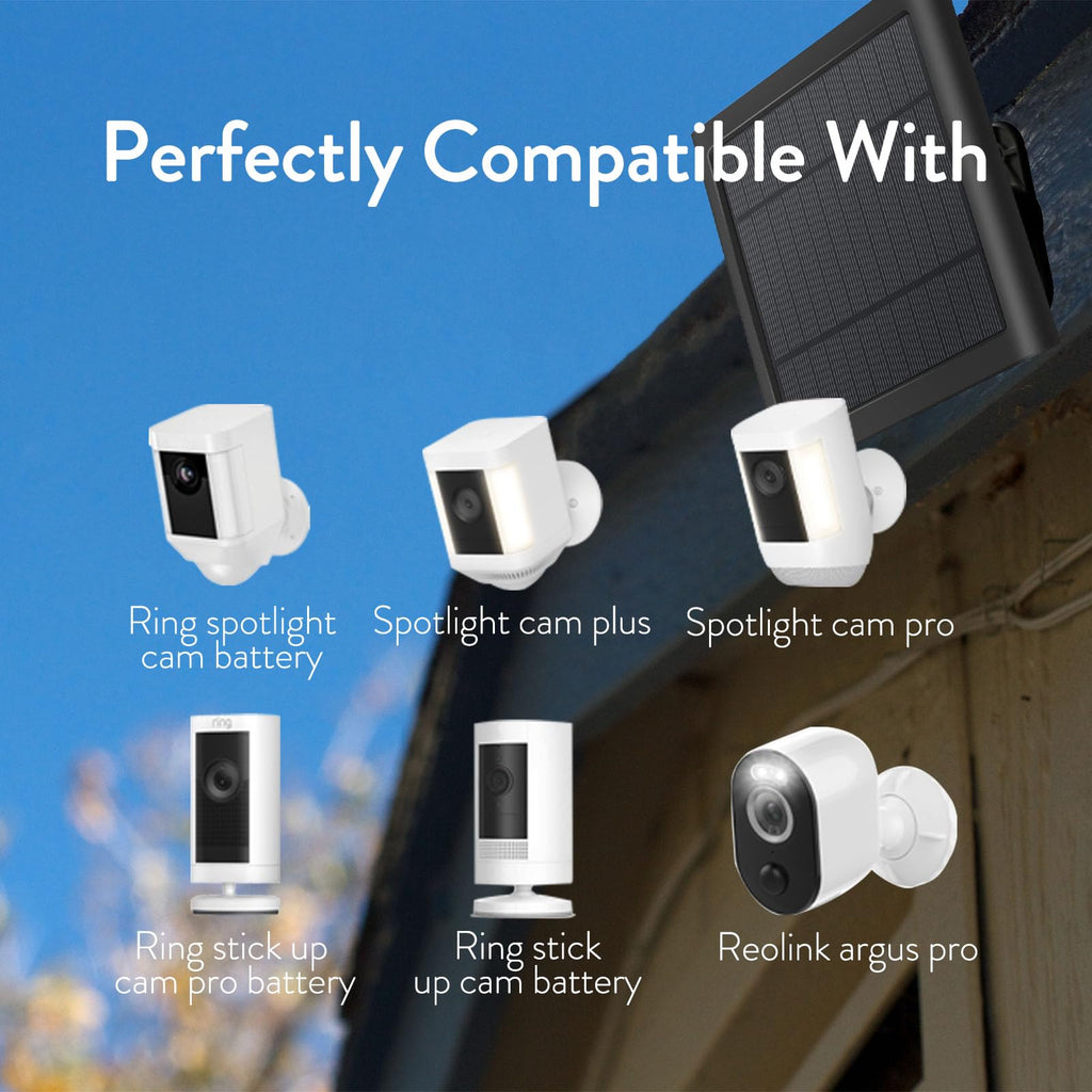 Ring Solar Panel(2nd Generation), 5W Ring Solar Panel Charger with Mount for Stick Up Camera & Pro, Spotlight Plus & Pro, Stick Up Cam Battery, Spotlight Cam Battery (2 Pack Black)