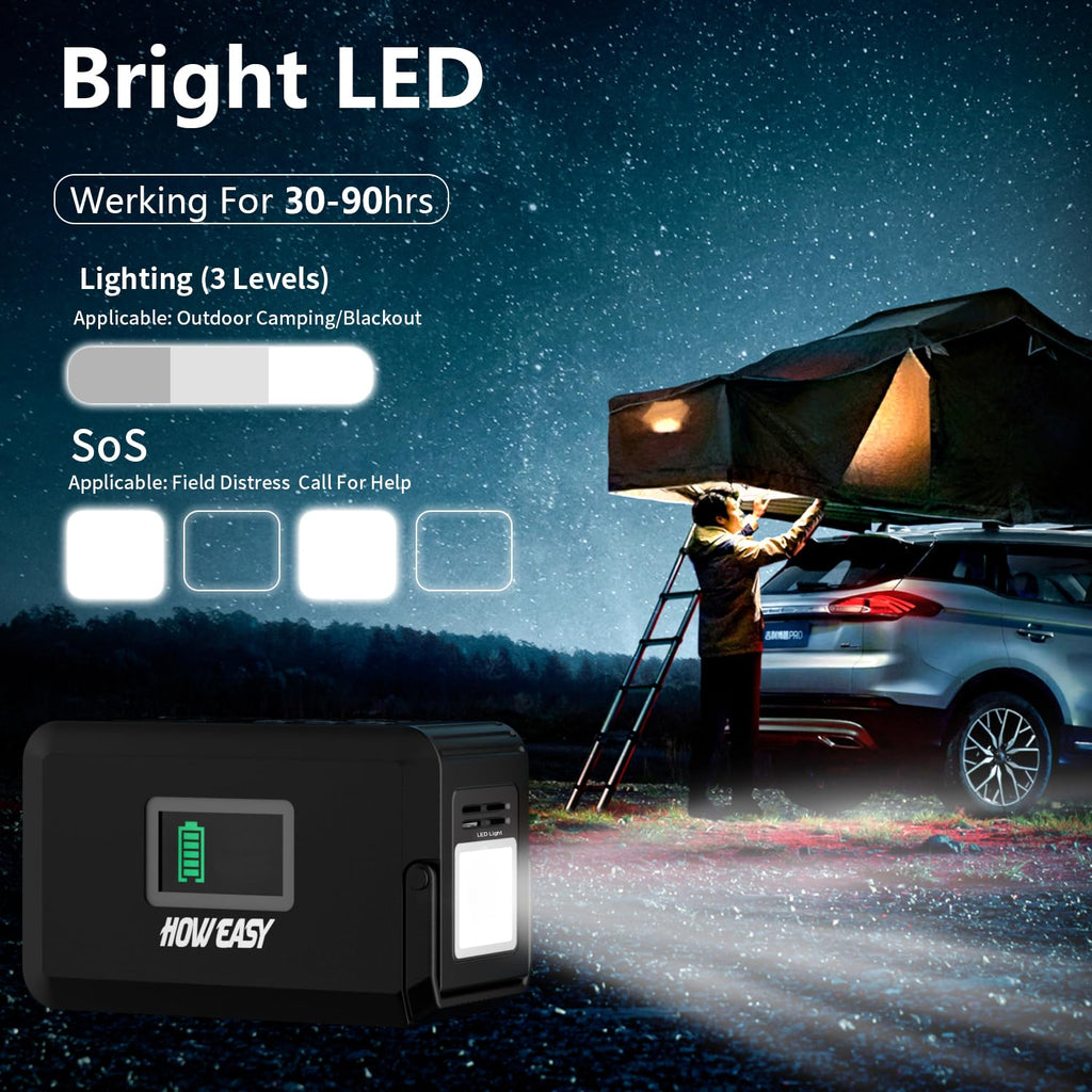 HOWEASY Portable Power Station,120W(240W Peak) Solar Generator,88Wh Lithium Battery Power with 110V AC Outlet/DC/USB/LED Light for Outdoor Camping Trip Hunting Emergency(Solar Panel Optional)