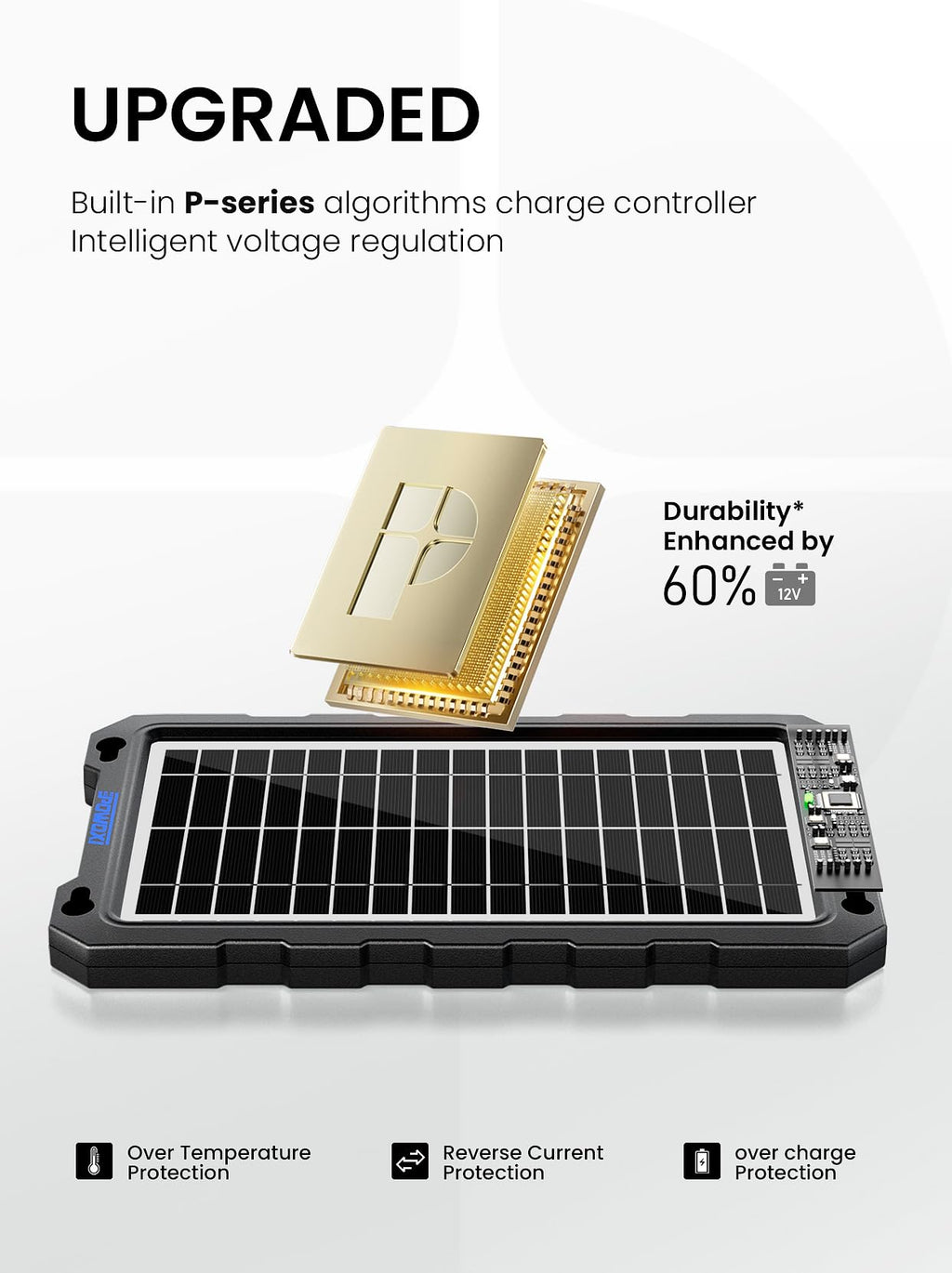 POWOXI Upgraded 7.5W-Solar-Battery-Trickle-Charger-Maintainer-12V Portable Waterproof Solar Panel Trickle Charging Kit for Car, Automotive, Motorcycle, Boat, Marine, RV,Trailer, Snowmobile, etc.