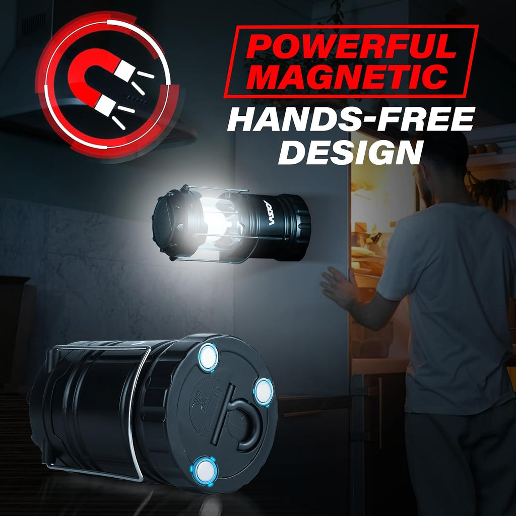 Wsky Solar Camping Lantern 4-Pack - Rechargeable LED Lights, Magnetic Base & Foldable Hanging Hook- Collapsible Lamp Battery Powered Perfect for Power Outages, Hiking, Campsites, Emergencies