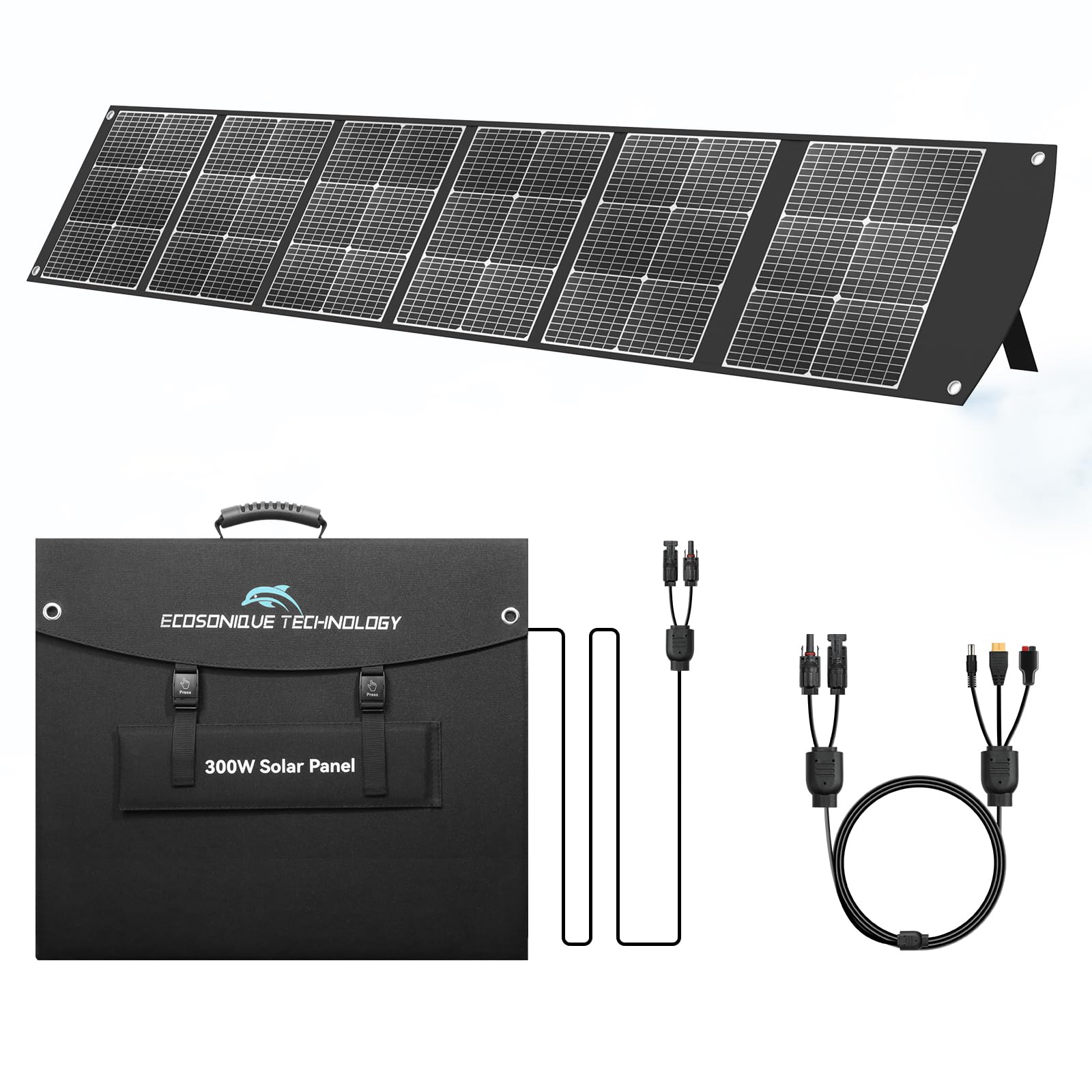 100W Portable Solar Panel CPC Material USB-C PD3.0 & 20V DC XT60 Anderson | Lightweight, Foldable, USB-A/C Fast Charging, 3m DC Cable, IP65 Waterproof for Camping, Power Station, Generator, Cell Phone