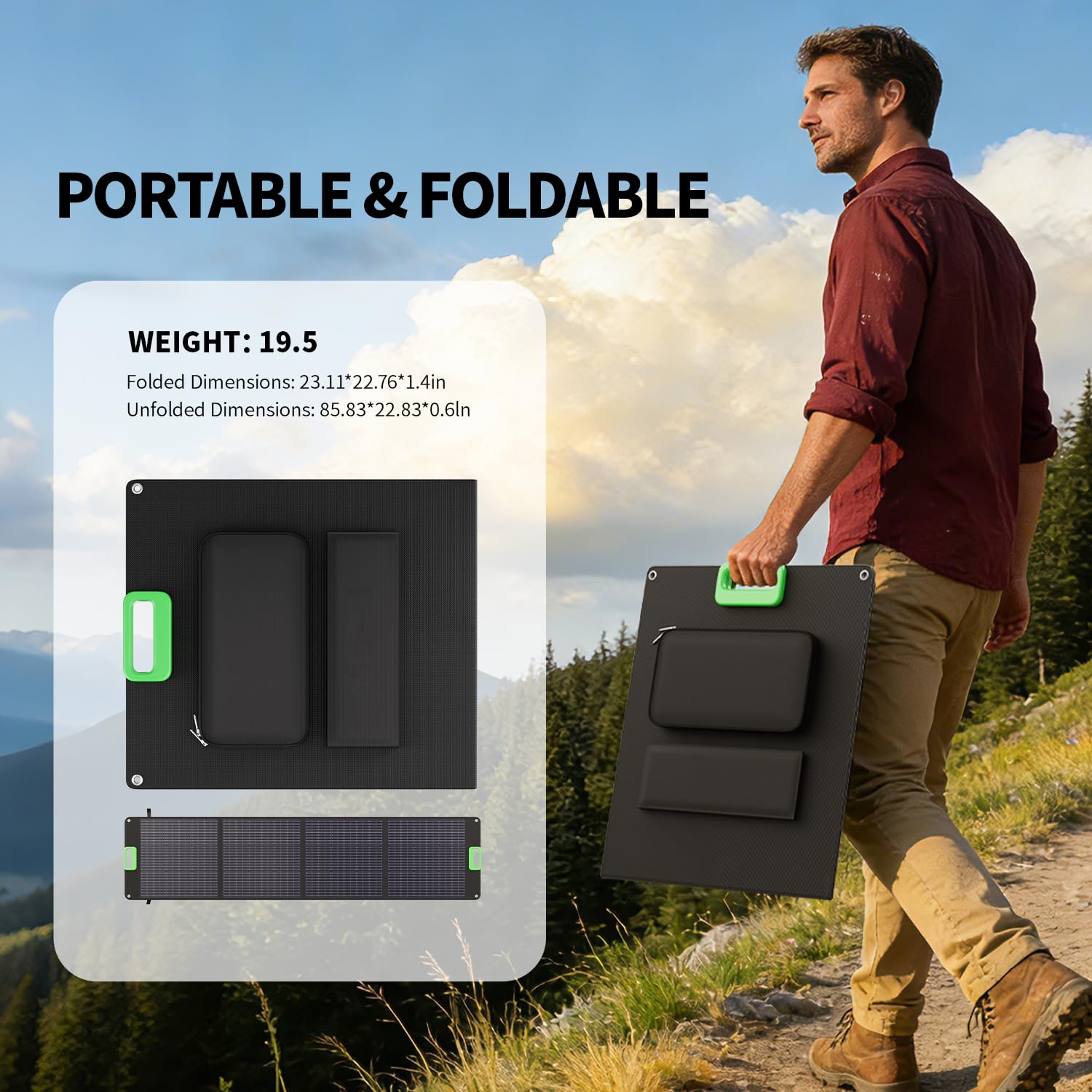 200W Portable Solar Panel for Power Station, Solar Charger w/ 4 Kickstands | 24% High Efficiency Waterproof Foldable Solar Panel Kit w/DC XT60 Anderson Aviation Output for Outdoor RV Camper Blackout