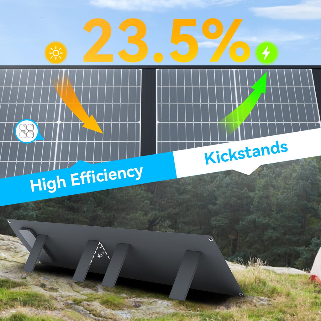 100W Portable Solar Panel CPC Material USB-C PD3.0 & 20V DC XT60 Anderson | Lightweight, Foldable, USB-A/C Fast Charging, 3m DC Cable, IP65 Waterproof for Camping, Power Station, Generator, Cell Phone