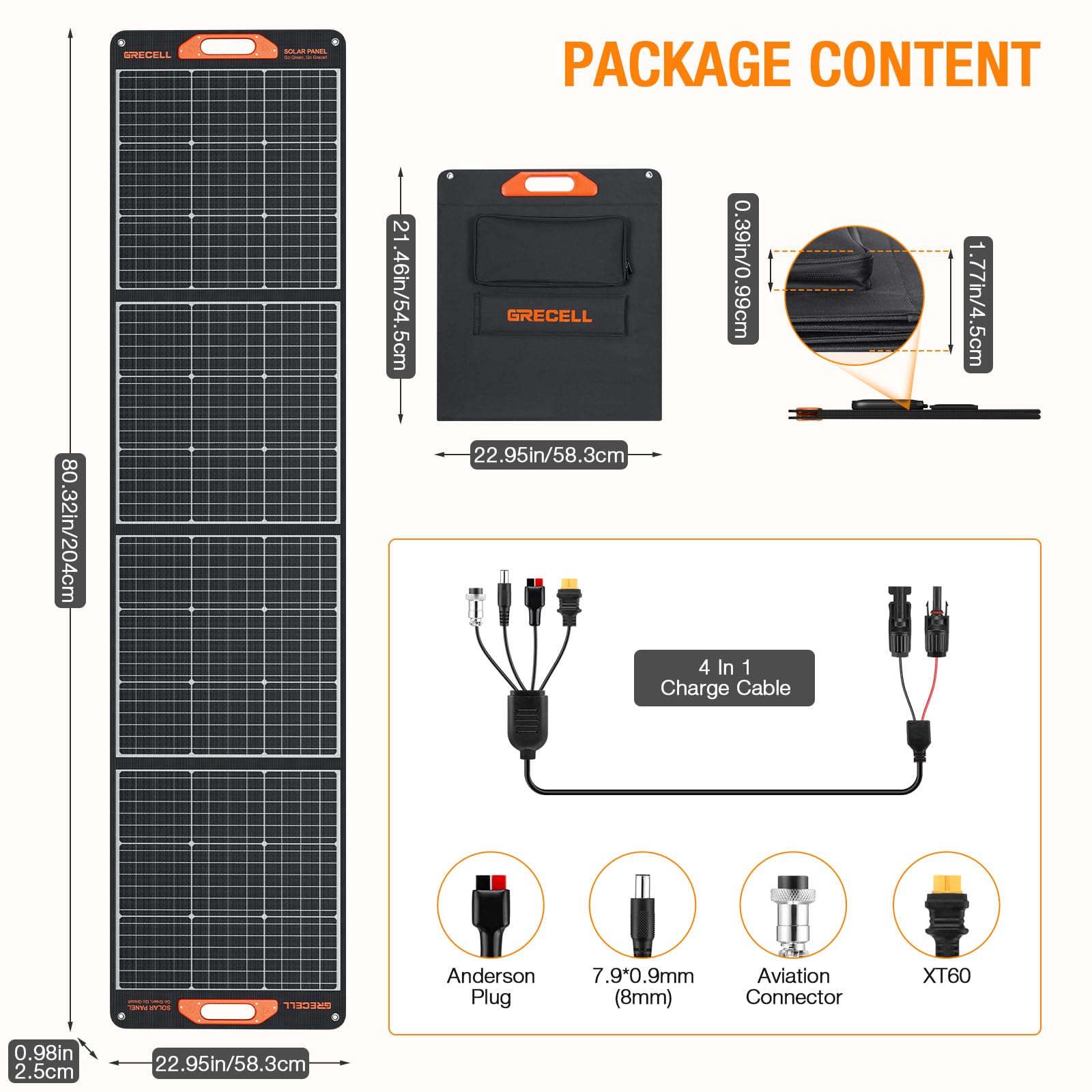 200W Portable Solar Panel for Power Station, Solar Charger w/ 4 Kickstands | 24% High Efficiency Waterproof Foldable Solar Panel Kit w/DC XT60 Anderson Aviation Output for Outdoor RV Camper Blackout