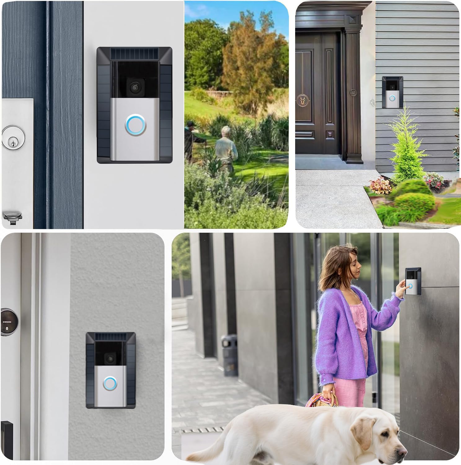 Solar Charger Compatible with Ring Video Doorbell (2020 Release), Micro USB Port Only, Not for USB-C or 2-Prong Ports, Waterproof Solar Panel for Continuous Power(2nd Gen-2020 Release)