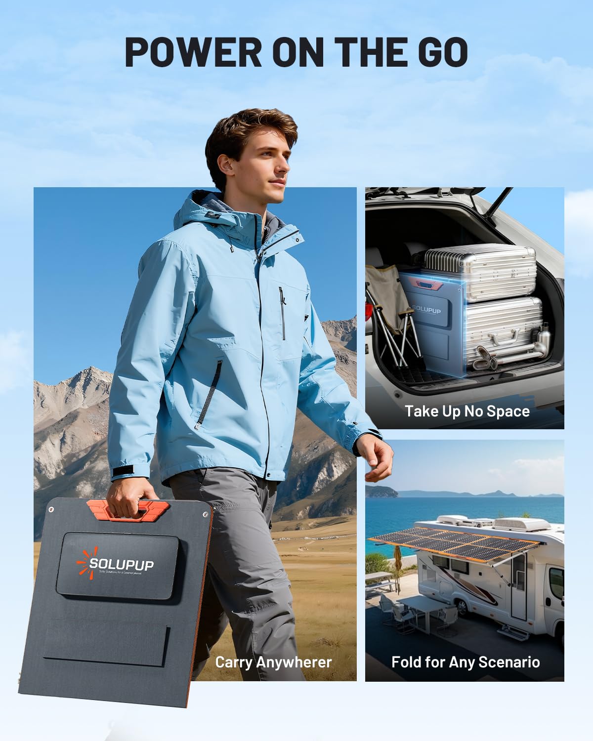 SOLUPUP Solar Panels 30W Portable Foldable Solar Charger with 5V USB-A and USB-C Fast Charging Compatible with iPhone, iPad, Samsung, Power Banks, IPX5 Waterproof Perfect for Camping, Hiking, Outdoor