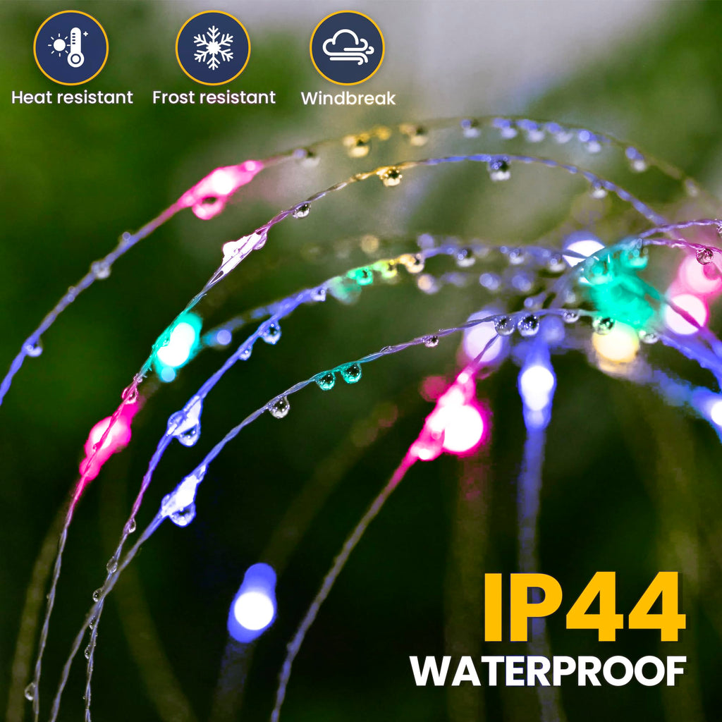 GIGALUMI 2 Pack Solar Firework Lights Outdoor, Garden Decor, Warm White | 120 LEDs, Fairy Design, Waterproof, Garden Decor, Solar Powered for Yard, Pathway, Flowerbed, Planter, Balcony, Gifts for Mom