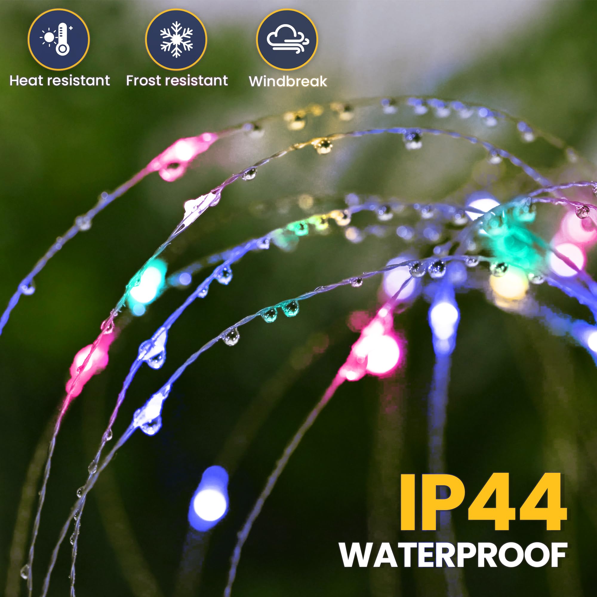 GIGALUMI 2 Pack Solar Firework Lights Outdoor, Garden Decor, Warm White | 120 LEDs, Fairy Design, Waterproof, Garden Decor, Solar Powered for Yard, Pathway, Flowerbed, Planter, Balcony, Gifts for Mom