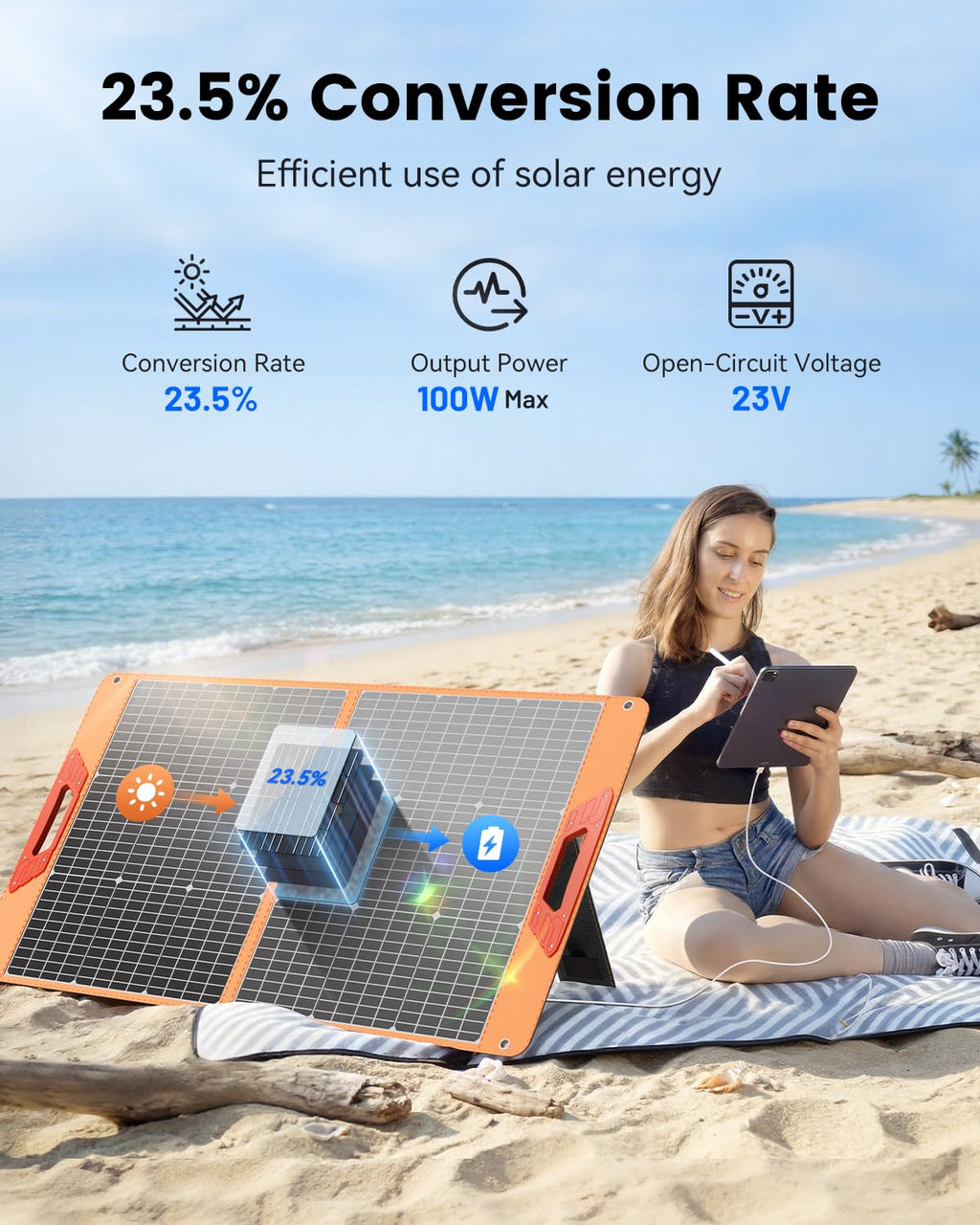 SOLUPUP Solar Panels 30W Portable Foldable Solar Charger with 5V USB-A and USB-C Fast Charging Compatible with iPhone, iPad, Samsung, Power Banks, IPX5 Waterproof Perfect for Camping, Hiking, Outdoor