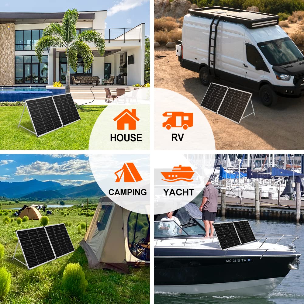 DOKIO 100W 12V Portable Solar Panels Suitcase with Waterproof 10A Charge Controller, Foldable 100 Watt Solar Panel W/Adjustable Kickstand, Solar Charger for Power Station, RV, Camping, SUV, Off Grid