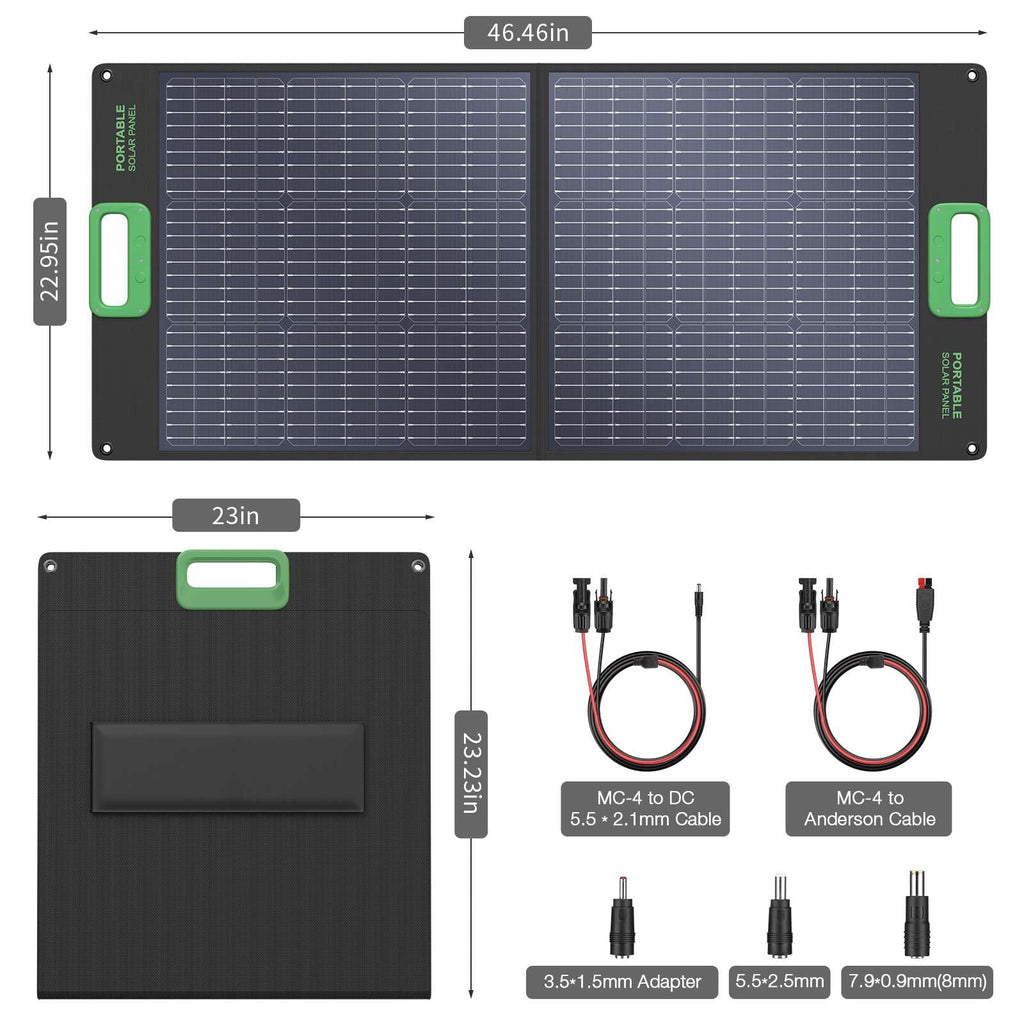 200W Portable Solar Panel for Power Station, Solar Charger w/ 4 Kickstands | 24% High Efficiency Waterproof Foldable Solar Panel Kit w/DC XT60 Anderson Aviation Output for Outdoor RV Camper Blackout