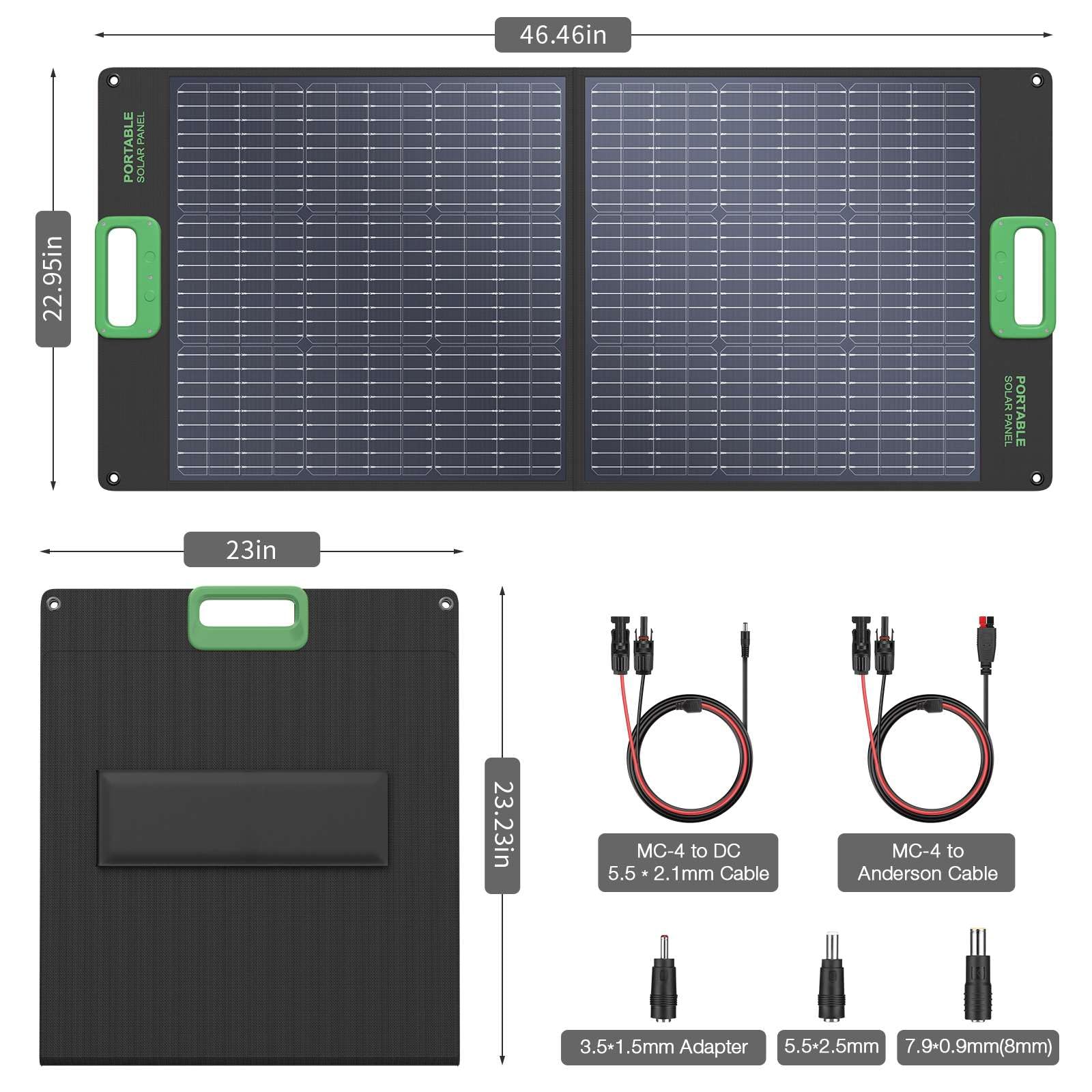 200W Portable Solar Panel for Power Station, Solar Charger w/ 4 Kickstands | 24% High Efficiency Waterproof Foldable Solar Panel Kit w/DC XT60 Anderson Aviation Output for Outdoor RV Camper Blackout