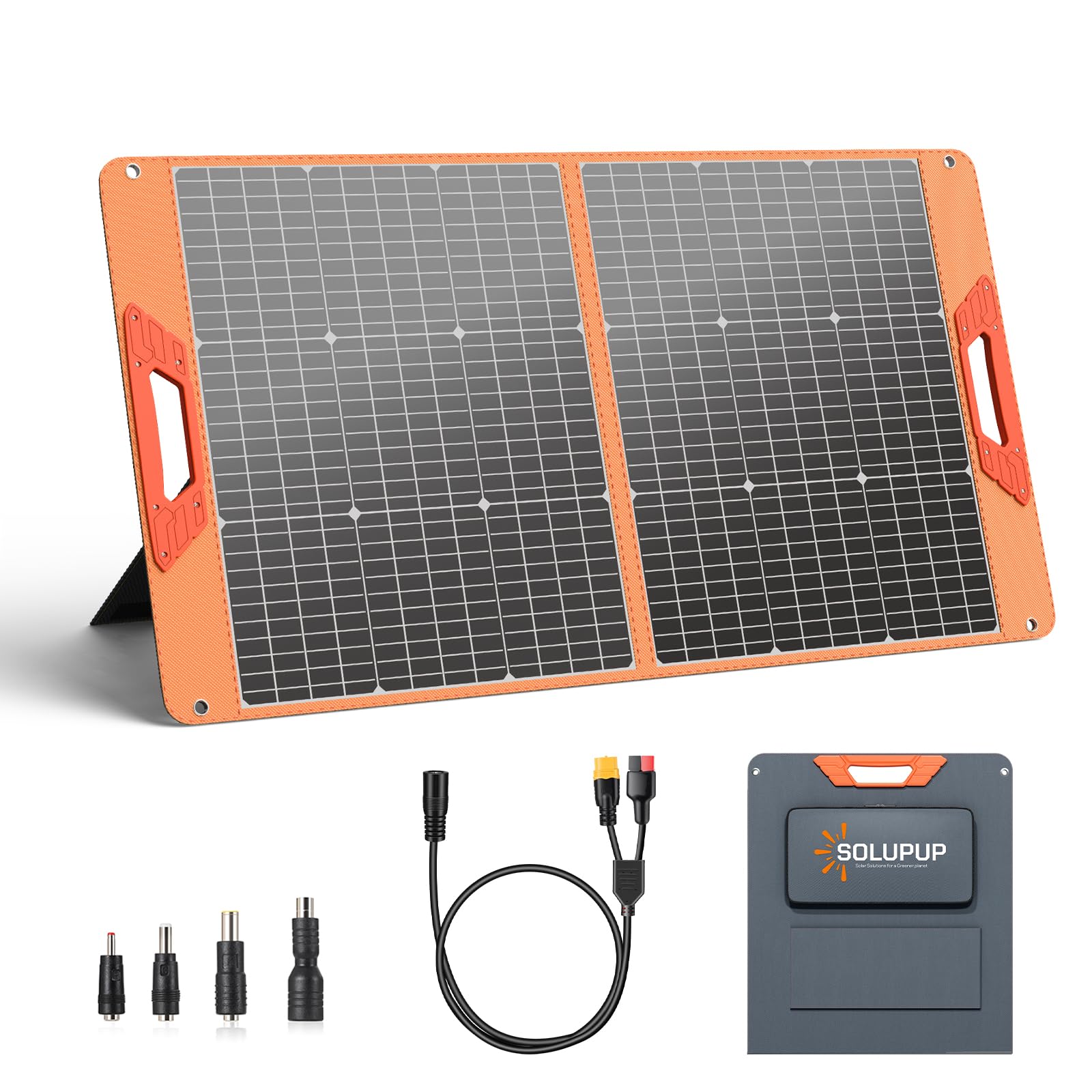 SOLUPUP Solar Panels 30W Portable Foldable Solar Charger with 5V USB-A and USB-C Fast Charging Compatible with iPhone, iPad, Samsung, Power Banks, IPX5 Waterproof Perfect for Camping, Hiking, Outdoor
