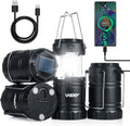 Wsky Solar Camping Lantern 4-Pack - Rechargeable LED Lights, Magnetic Base & Foldable Hanging Hook- Collapsible Lamp Battery Powered Perfect for Power Outages, Hiking, Campsites, Emergencies