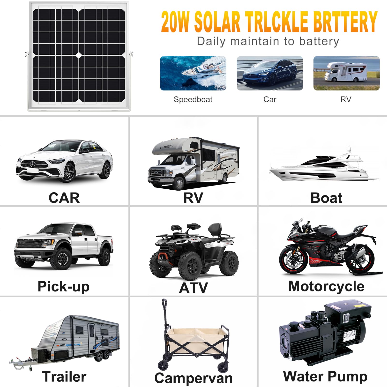 SOLPERK Solar Panel Kit 50W 12V, Waterproof Solar Battery Trickle Charger Maintainer + Smart MPPT Controller + Adjustable Mount Bracket for Boat Car RV Motorcycle(Without Mounting Bracket)