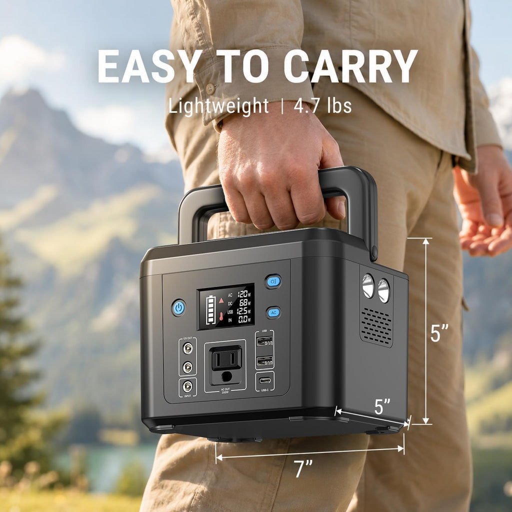200W Portable Power Station, 192Wh LiFePO4 Solar Generator for Camping | Powkey Battery Powered Power Bank with 120V AC Outlet, Emergency Backup Battery for CPAP & Outdoor (Excludes Solar Panel)
