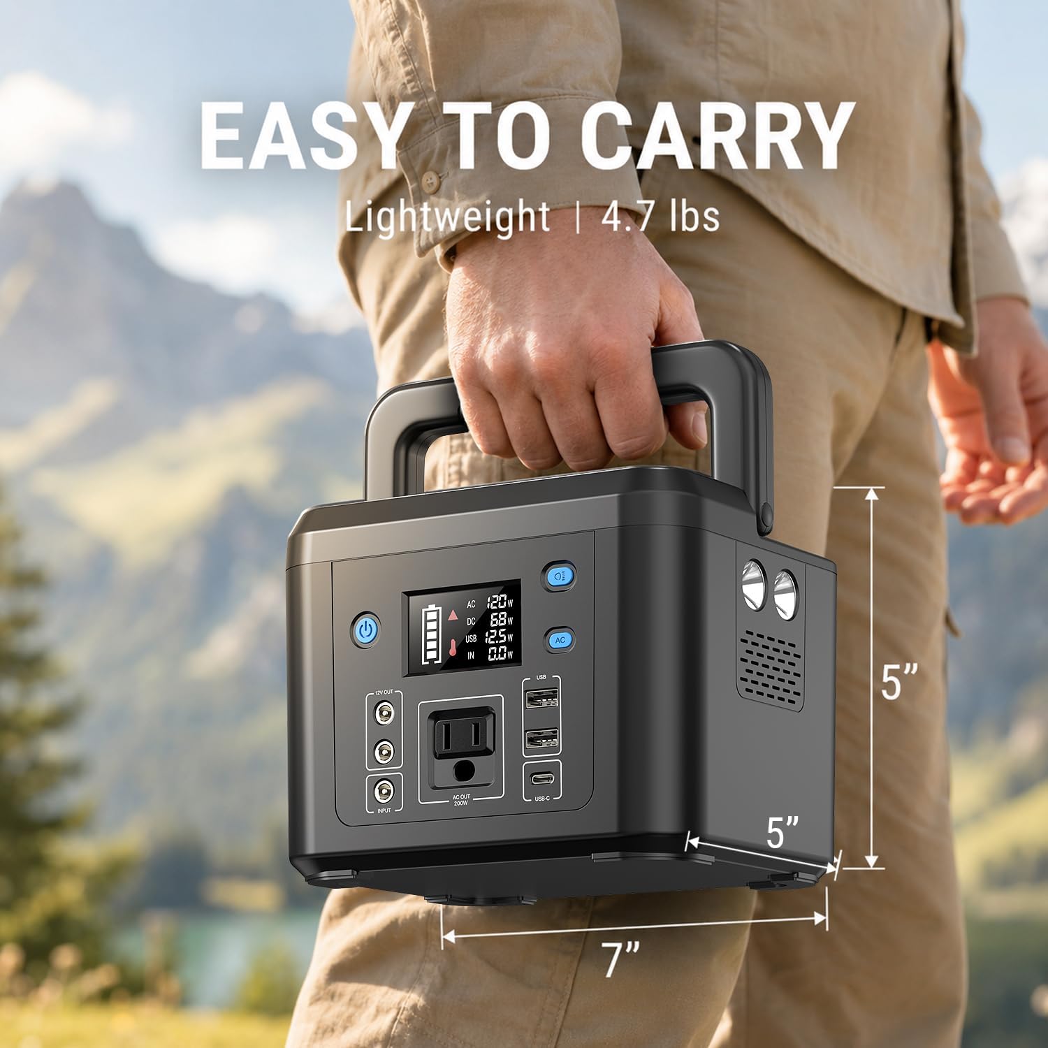200W Portable Power Station, 192Wh LiFePO4 Solar Generator for Camping | Powkey Battery Powered Power Bank with 120V AC Outlet, Emergency Backup Battery for CPAP & Outdoor (Excludes Solar Panel)