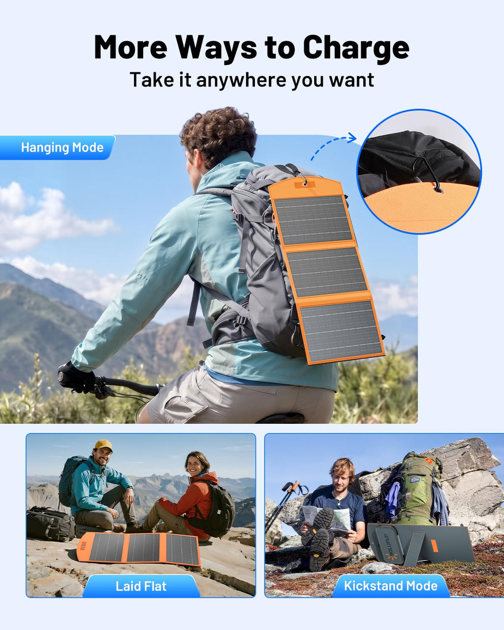 SOLUPUP Solar Panels 30W Portable Foldable Solar Charger with 5V USB-A and USB-C Fast Charging Compatible with iPhone, iPad, Samsung, Power Banks, IPX5 Waterproof Perfect for Camping, Hiking, Outdoor