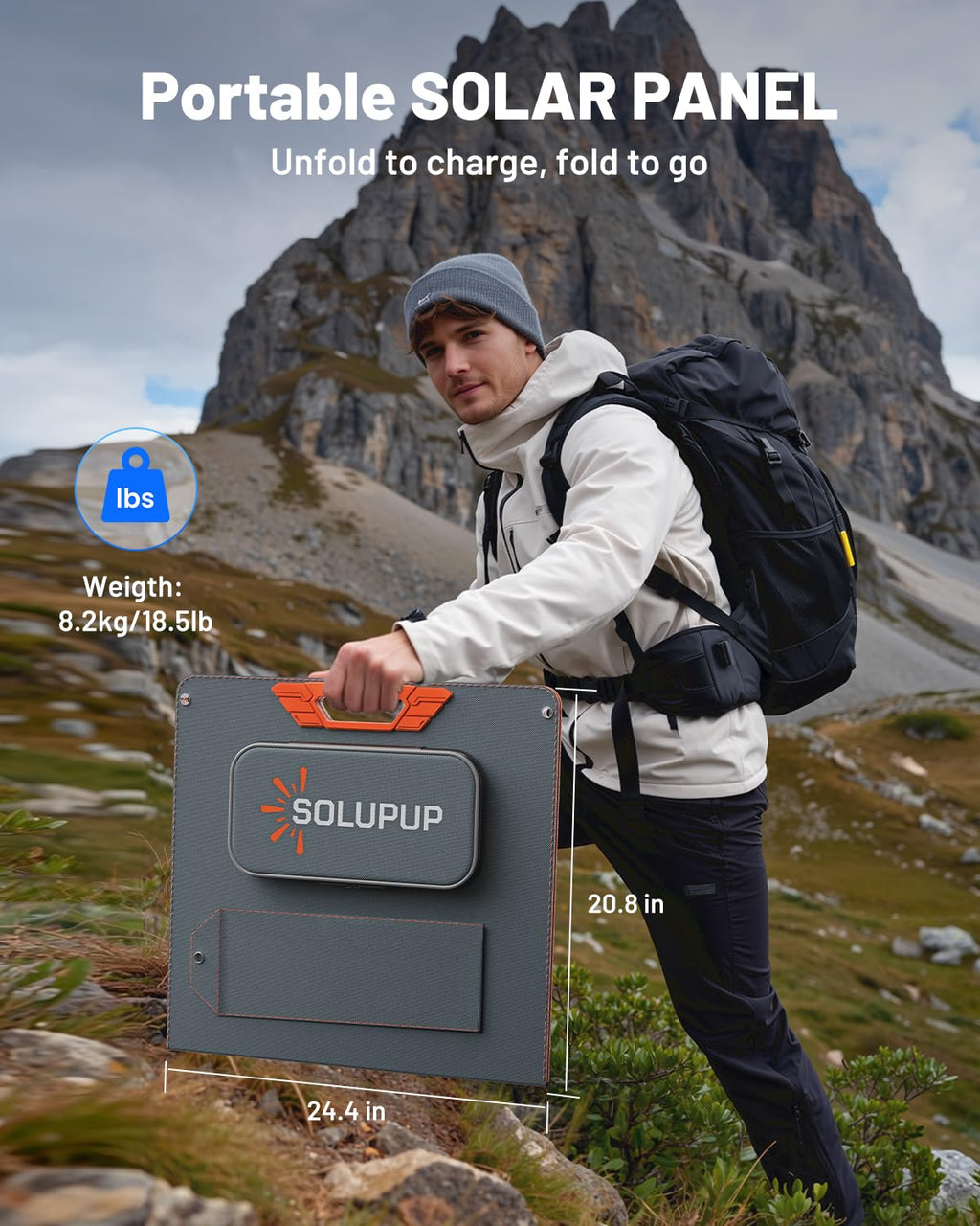 SOLUPUP Solar Panels 30W Portable Foldable Solar Charger with 5V USB-A and USB-C Fast Charging Compatible with iPhone, iPad, Samsung, Power Banks, IPX5 Waterproof Perfect for Camping, Hiking, Outdoor