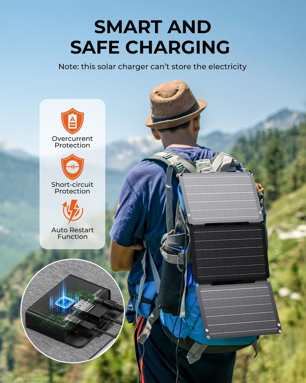 BigBlue 28W Solar Panel Charger with Dual USB-C and USB-A, Portable Solar Phone Charger for Camping, Hiking, Backpacking, Emergency Solar Charger for iPhone, iPad, Samsung Galaxy, Power Bank, GPS etc