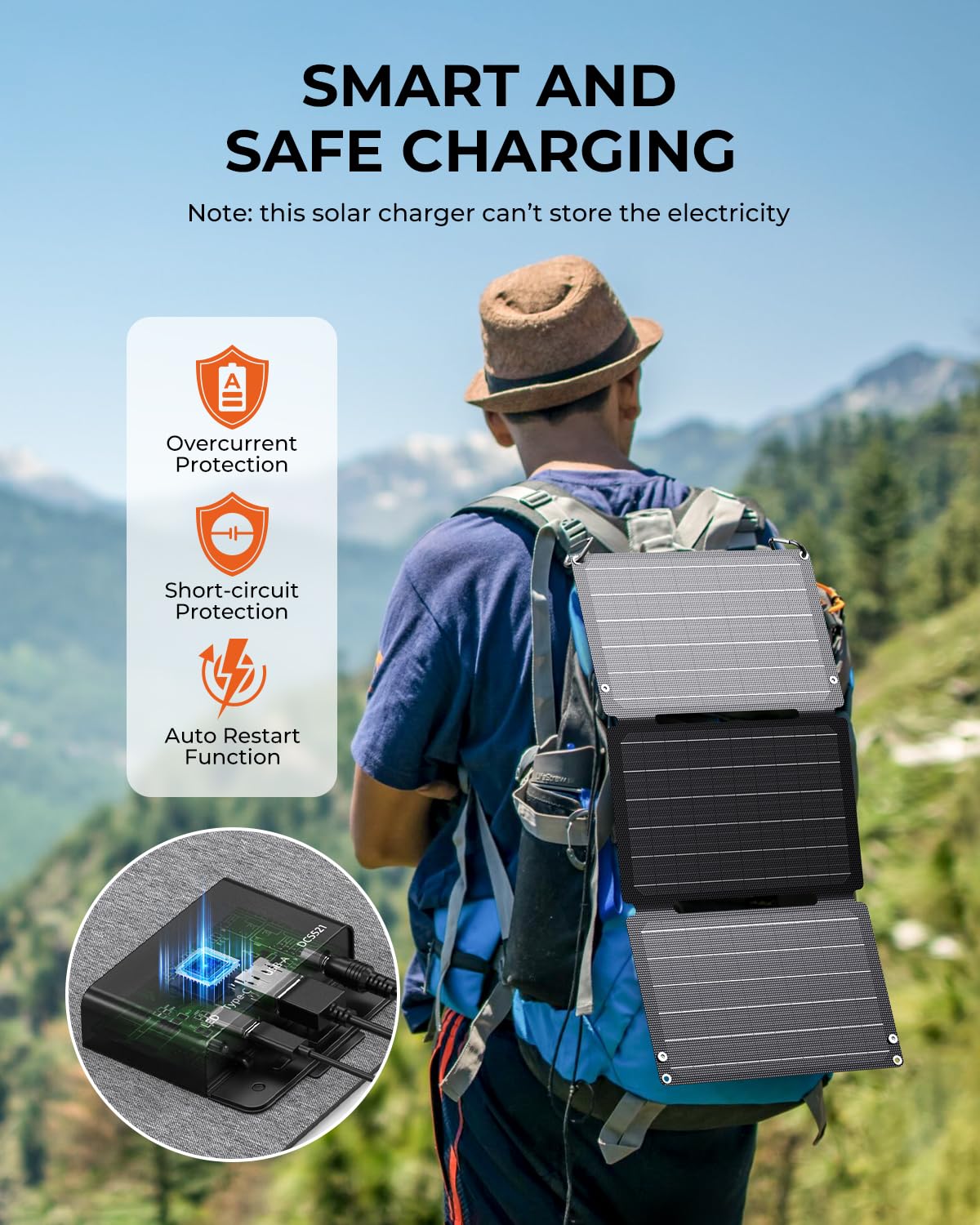 BigBlue 28W Solar Panel Charger with Dual USB-C and USB-A, Portable Solar Phone Charger for Camping, Hiking, Backpacking, Emergency Solar Charger for iPhone, iPad, Samsung Galaxy, Power Bank, GPS etc