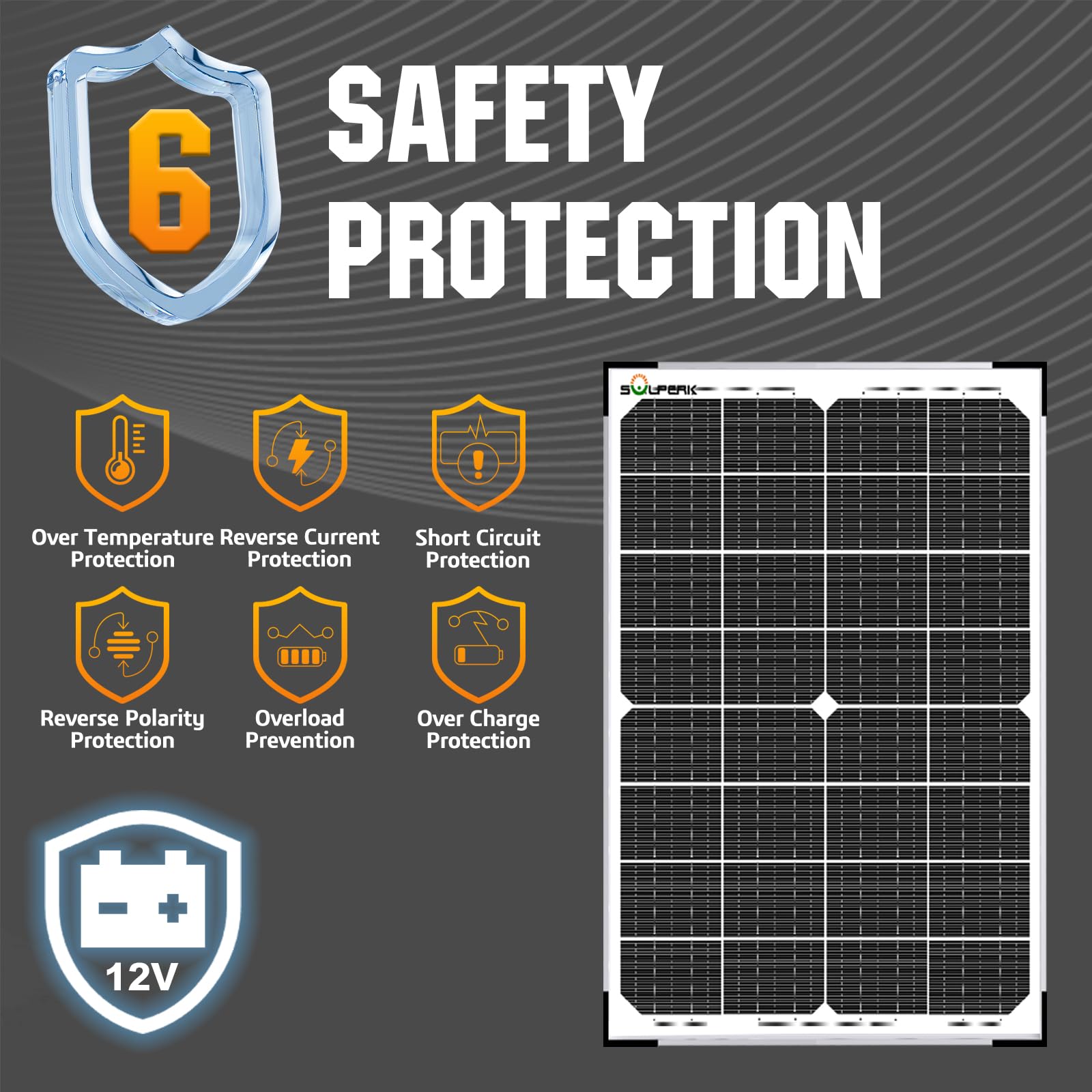 SOLPERK Solar Panel Kit 50W 12V, Waterproof Solar Battery Trickle Charger Maintainer + Smart MPPT Controller + Adjustable Mount Bracket for Boat Car RV Motorcycle(Without Mounting Bracket)