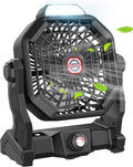 Portable Camping Fan, Rechargeable Battery Powered Tent Fans for Camp Hanging, [8-36Hrs Runtime], 9 Inch, Stepless Speed, Powerf