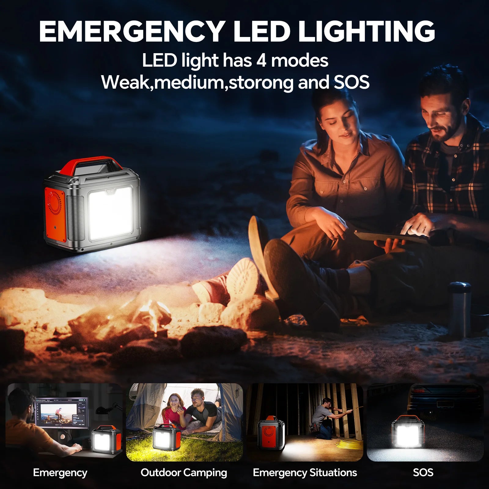 300W Portable Power Station, 296Wh 80000mAh Camping Solar Generator, Emergency Lithium Battery Outages,Black(with Solar Panel)