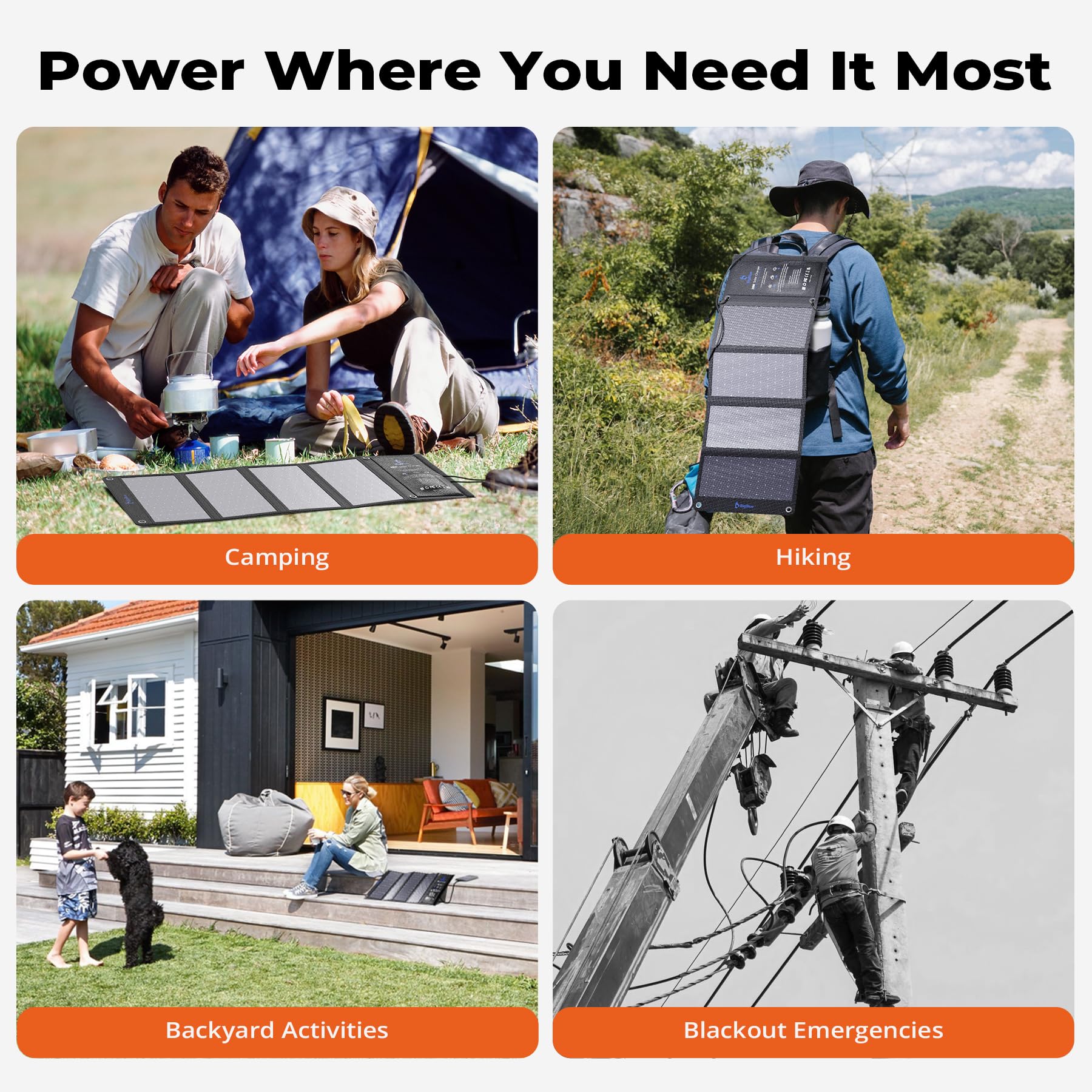 BigBlue 28W Solar Panel Charger with Dual USB-C and USB-A, Portable Solar Phone Charger for Camping, Hiking, Backpacking, Emergency Solar Charger for iPhone, iPad, Samsung Galaxy, Power Bank, GPS etc