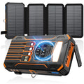 SOARAISE Solar Charger Power Bank - 48000mAh Wireless Portable Charger Built-in 4 Cables and 4 Solar Panels, PD QC 3.0 Fast Charging USB C Battery Pack with Flashlight for Camping Travel