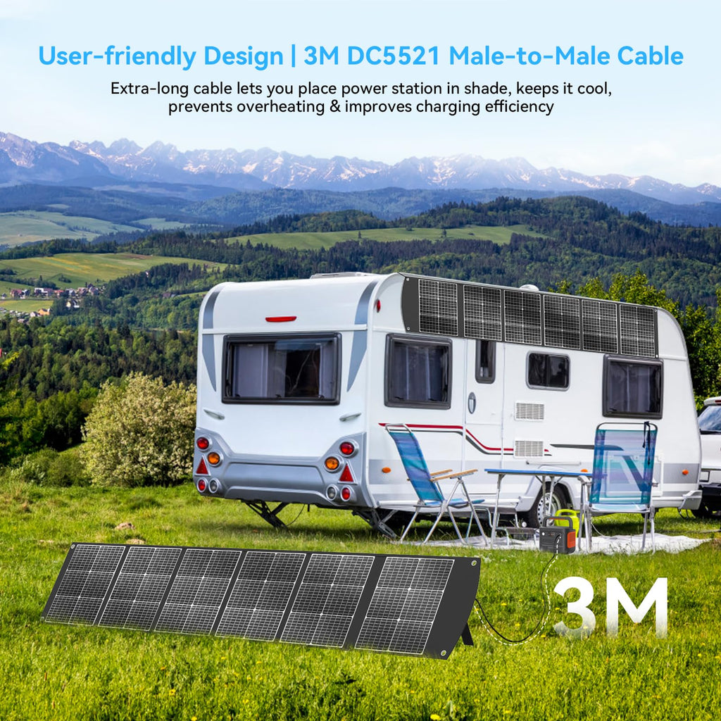100W Portable Solar Panel CPC Material USB-C PD3.0 & 20V DC XT60 Anderson | Lightweight, Foldable, USB-A/C Fast Charging, 3m DC Cable, IP65 Waterproof for Camping, Power Station, Generator, Cell Phone