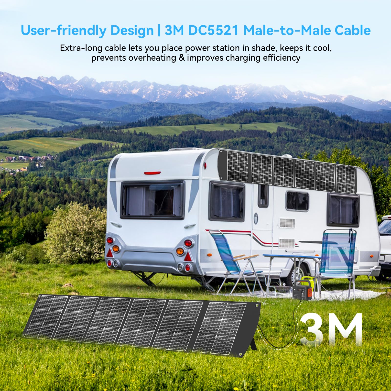 100W Portable Solar Panel CPC Material USB-C PD3.0 & 20V DC XT60 Anderson | Lightweight, Foldable, USB-A/C Fast Charging, 3m DC Cable, IP65 Waterproof for Camping, Power Station, Generator, Cell Phone