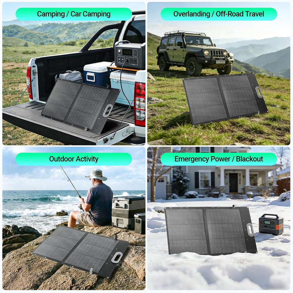 HQST 100W Portable Solar Panel, N-Type, 25% Efficiency, IP67 Waterproof | Only 5.91 lb, Foldable, 3-in-1 Adapter Cable & Adjustable Kickstands for Power Stations,Camping, RV, Off-Grid & Emergency
