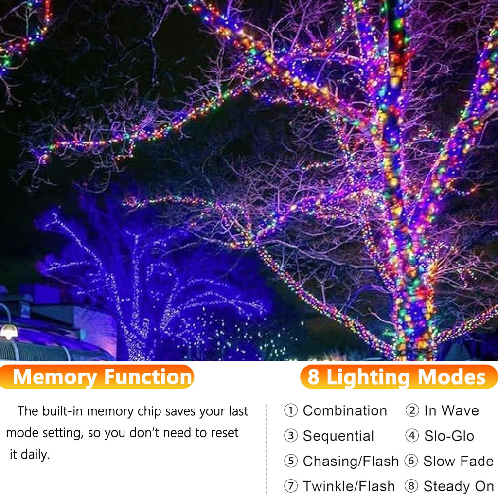 Joomer Solar Fairy Lights, 2-Pack Total 80FT 240LED Lights, Warm White | Copper Wire, Solar String Light Waterproof 8 Lighting Modes for Patio Fence Party Garden Yard Home Outdoor Decoration