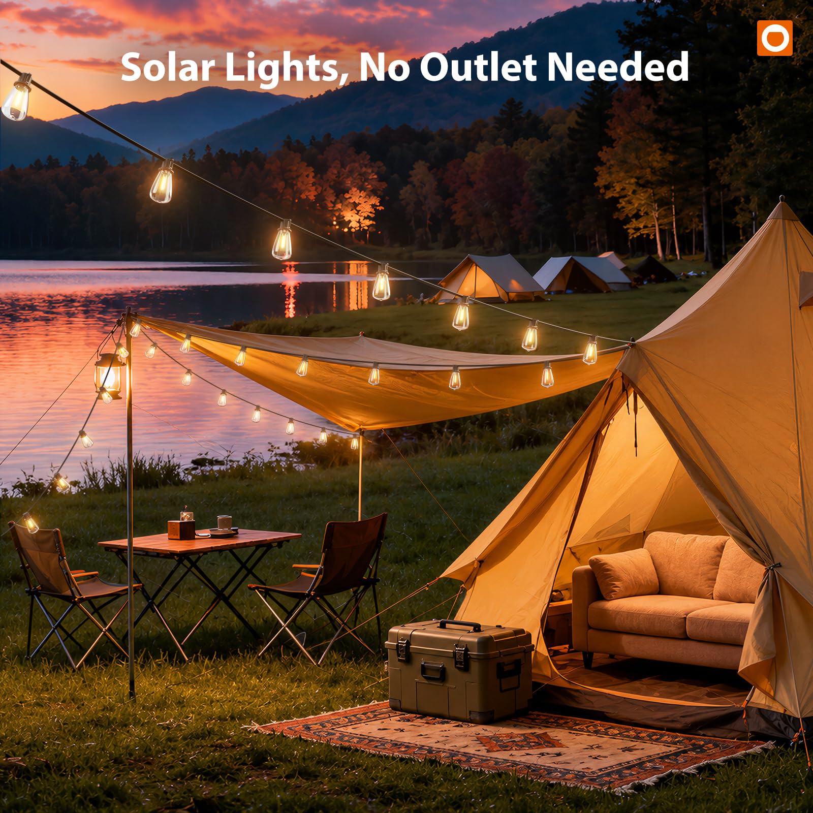 addlon 52(48+4) FT Solar String Lights Waterproof, Remote Dimmable 16+1 LED | Patio Lights Solar Powered with USB Port, Shatterproof Bulbs, 3 Light Modes, Timable Solar Light for Camping Backyard Garden