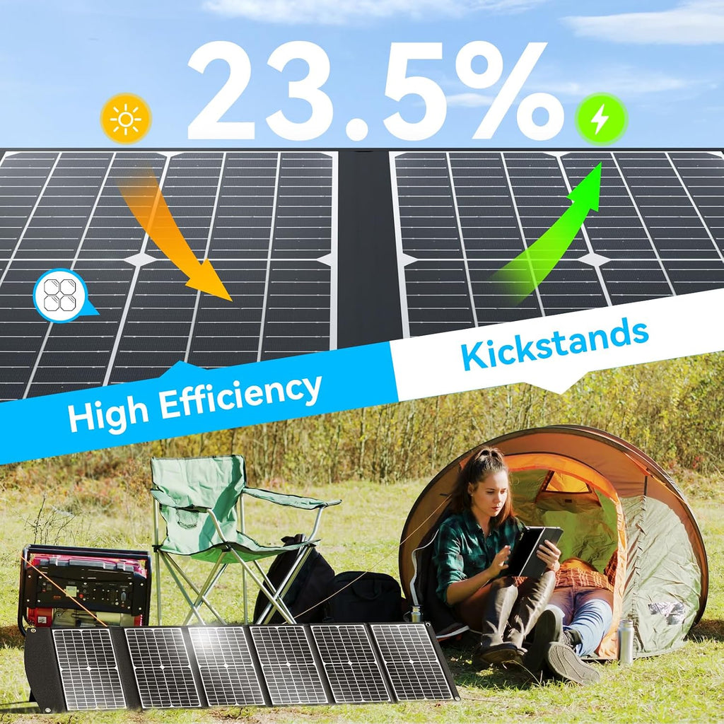 100W Portable Solar Panel CPC Material USB-C PD3.0 & 20V DC XT60 Anderson | Lightweight, Foldable, USB-A/C Fast Charging, 3m DC Cable, IP65 Waterproof for Camping, Power Station, Generator, Cell Phone
