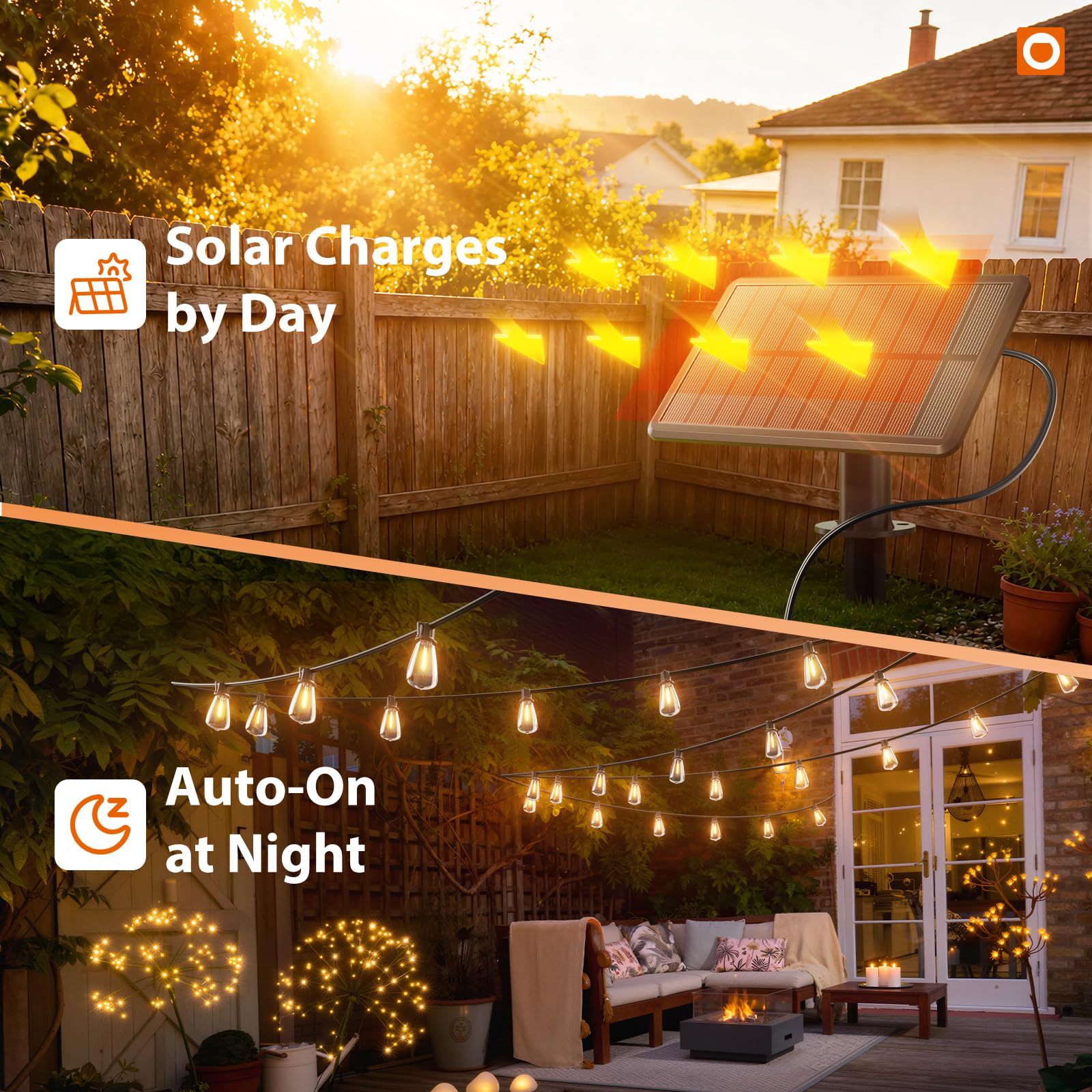 addlon 52(48+4) FT Solar String Lights Waterproof, Remote Dimmable 16+1 LED | Patio Lights Solar Powered with USB Port, Shatterproof Bulbs, 3 Light Modes, Timable Solar Light for Camping Backyard Garden
