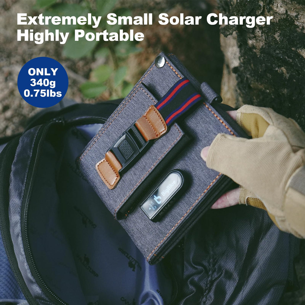 BigBlue 28W Solar Panel Charger with Dual USB-C and USB-A, Portable Solar Phone Charger for Camping, Hiking, Backpacking, Emergency Solar Charger for iPhone, iPad, Samsung Galaxy, Power Bank, GPS etc