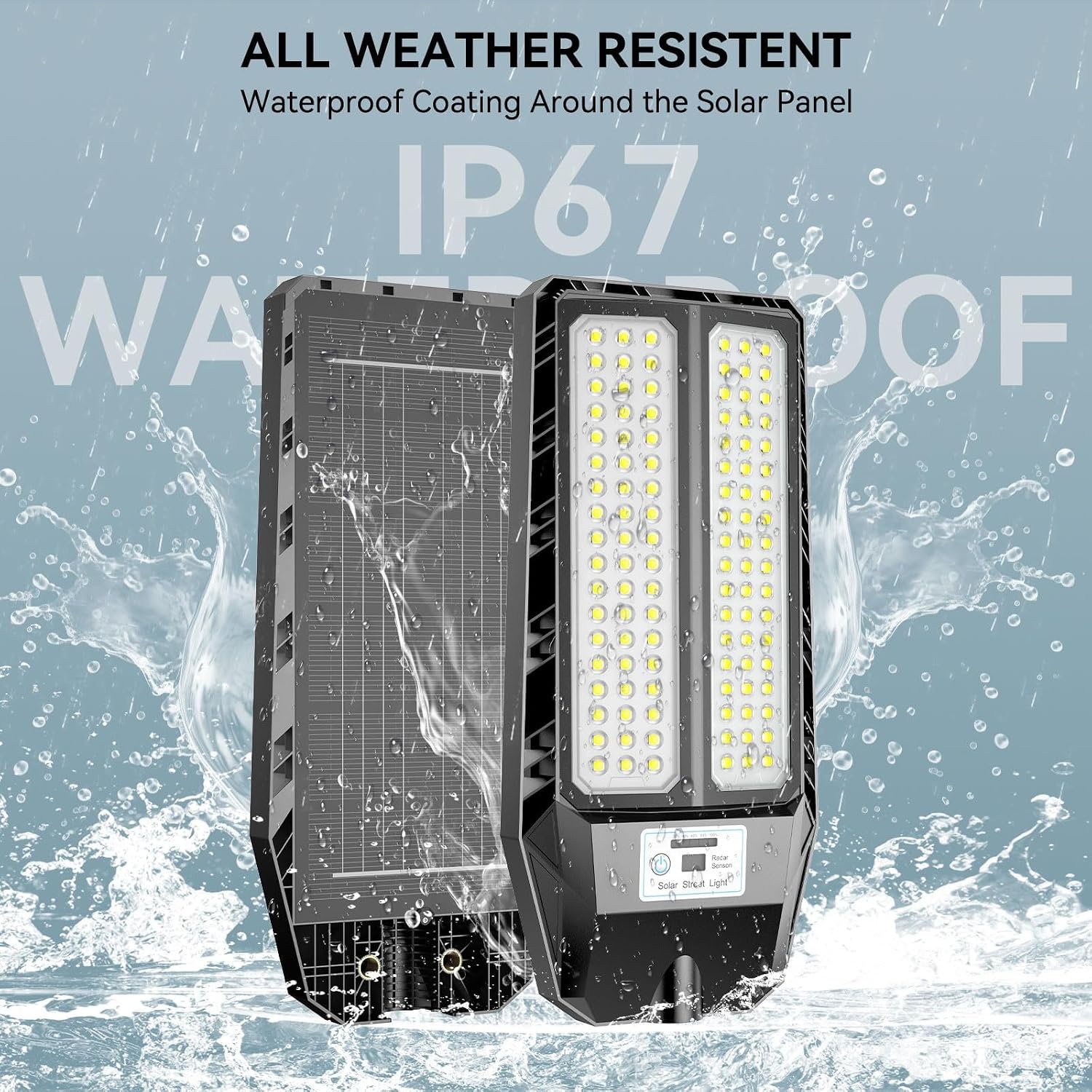 VOOJOY 9000W Solar Street Lights Outdoor, 7000K Solar Light Outdoor LED Street Light Dusk to Dawn, LED Wide Angle Lamp with Motion Sensor and Remote Control for Parking Lot, Yard