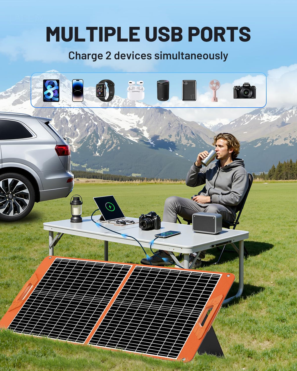 SOLUPUP Solar Panels 30W Portable Foldable Solar Charger with 5V USB-A and USB-C Fast Charging Compatible with iPhone, iPad, Samsung, Power Banks, IPX5 Waterproof Perfect for Camping, Hiking, Outdoor