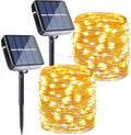 Joomer Solar Fairy Lights, 2-Pack Total 80FT 240LED Lights, Warm White | Copper Wire, Solar String Light Waterproof 8 Lighting Modes for Patio Fence Party Garden Yard Home Outdoor Decoration