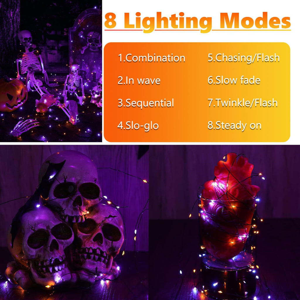 Joomer Solar Fairy Lights, 2-Pack Total 80FT 240LED Lights, Warm White | Copper Wire, Solar String Light Waterproof 8 Lighting Modes for Patio Fence Party Garden Yard Home Outdoor Decoration