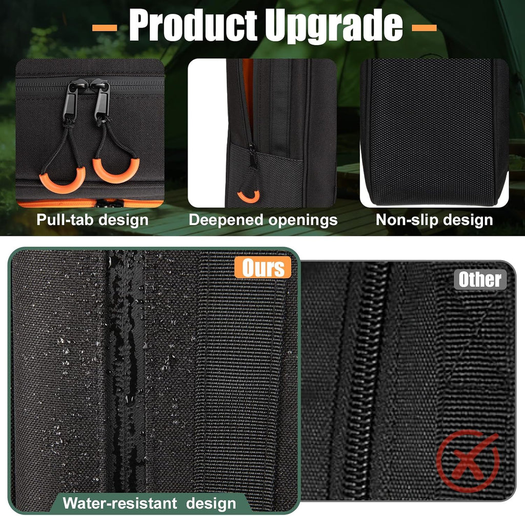 Solar Panel Storage Bag Fit for New Jackery SolarSaga 200W 100W | Orange Lining, Deepened Opening, Zipper with Pull, Multi-Accessory Space, Solar Panel Travel Carrying Case, Black