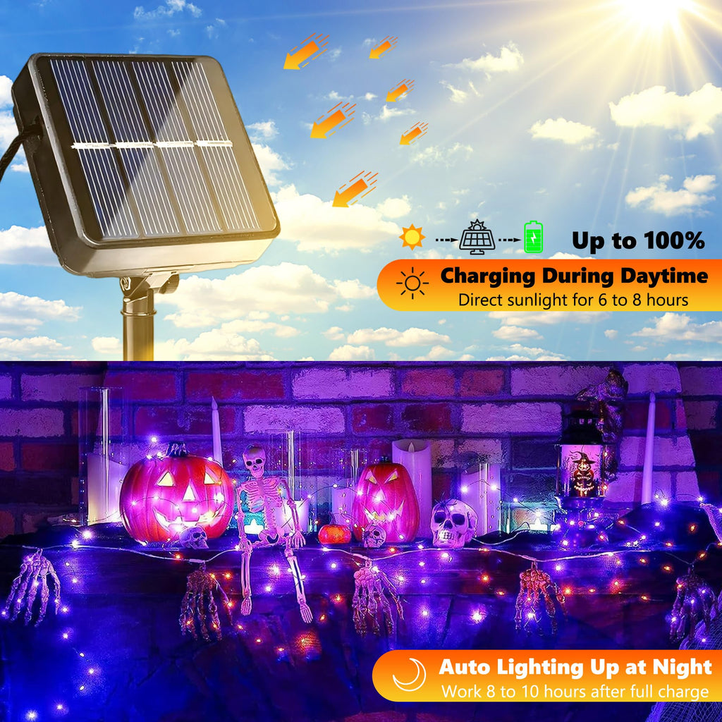 Joomer Solar Fairy Lights, 2-Pack Total 80FT 240LED Lights, Warm White | Copper Wire, Solar String Light Waterproof 8 Lighting Modes for Patio Fence Party Garden Yard Home Outdoor Decoration