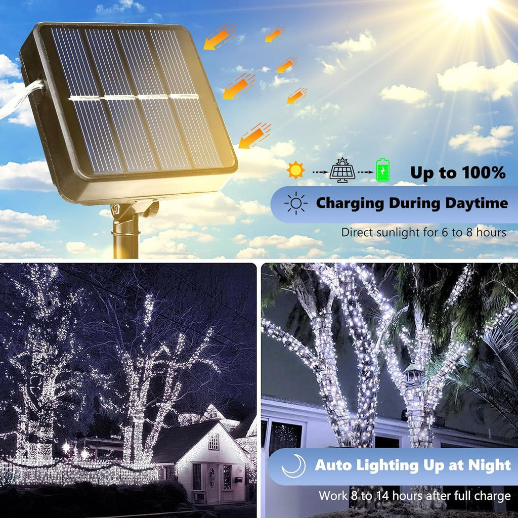 Joomer Solar Fairy Lights, 2-Pack Total 80FT 240LED Lights, Warm White | Copper Wire, Solar String Light Waterproof 8 Lighting Modes for Patio Fence Party Garden Yard Home Outdoor Decoration