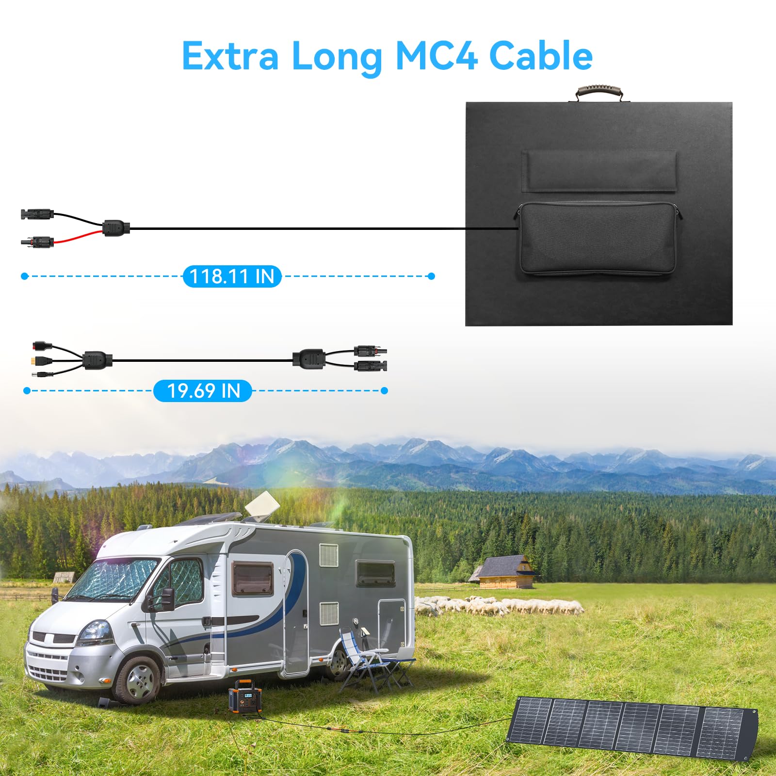 100W Portable Solar Panel CPC Material USB-C PD3.0 & 20V DC XT60 Anderson | Lightweight, Foldable, USB-A/C Fast Charging, 3m DC Cable, IP65 Waterproof for Camping, Power Station, Generator, Cell Phone
