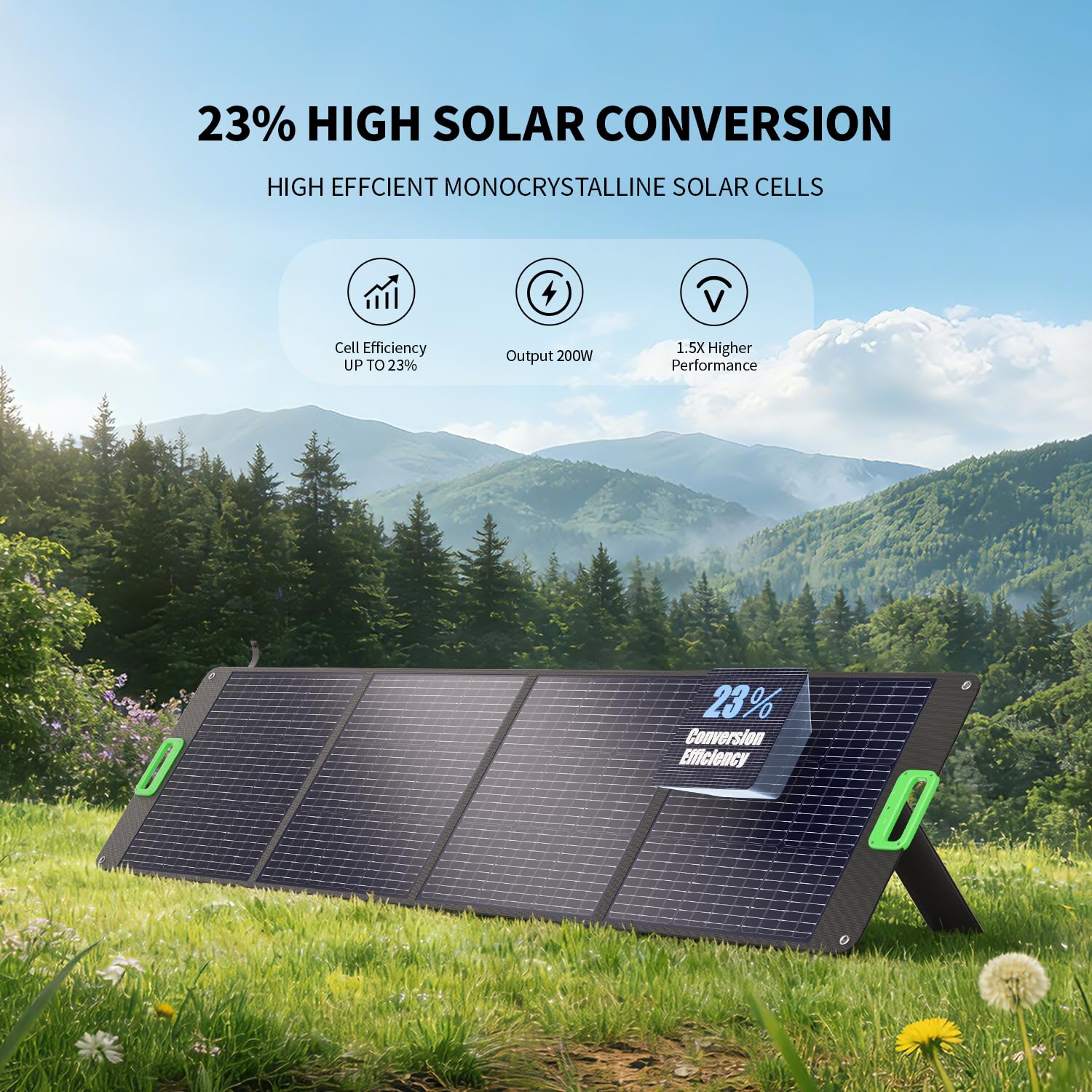 200W Portable Solar Panel for Power Station, Solar Charger w/ 4 Kickstands | 24% High Efficiency Waterproof Foldable Solar Panel Kit w/DC XT60 Anderson Aviation Output for Outdoor RV Camper Blackout