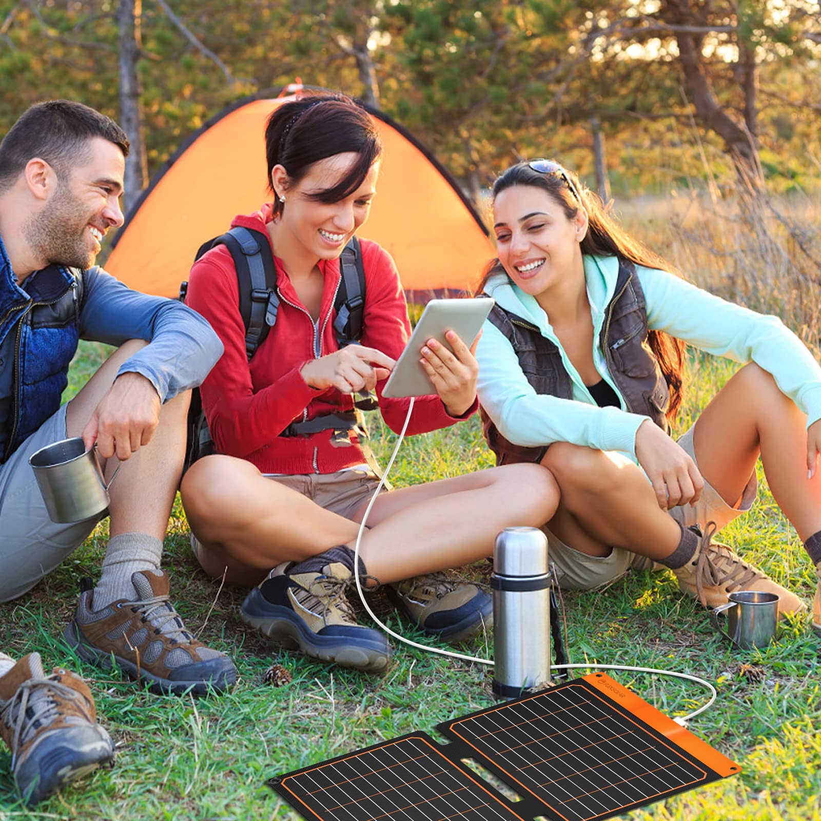 FlexSolar 100W Portable Solar Panels Chargers with PD3.0 USB-C,QC3.0 USB-A and DC Outputs Foldable IP67 Waterproof Power Emergency Camping for Small Power Station Generator,Phones, Power Banks