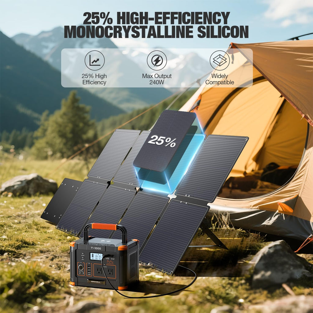200W Portable Solar Panel for Power Station, Solar Charger w/ 4 Kickstands | 24% High Efficiency Waterproof Foldable Solar Panel Kit w/DC XT60 Anderson Aviation Output for Outdoor RV Camper Blackout